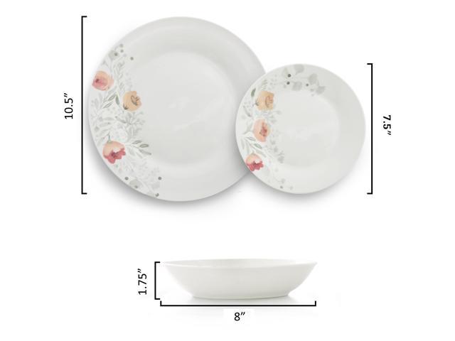 Elama Poppy 18 Piece Porcelain Dinnerware Set, Service for 6