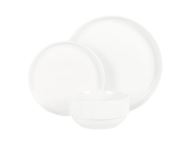 Gibson Home Snowscape 12 Piece fine Ceramic Stackable Dinnerware Set in White