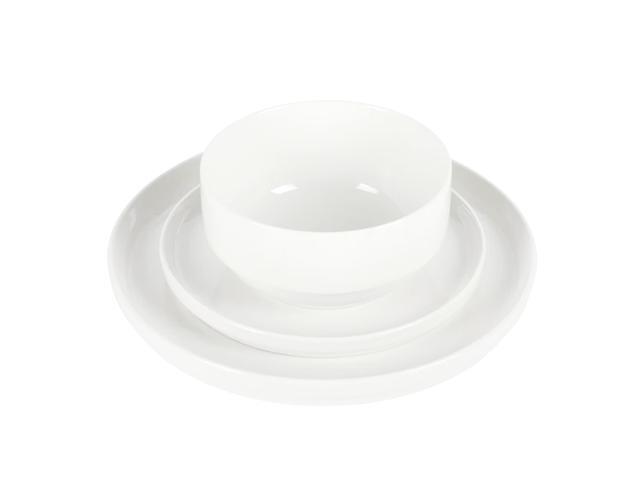Gibson Home Snowscape 12 Piece fine Ceramic Stackable Dinnerware Set in White