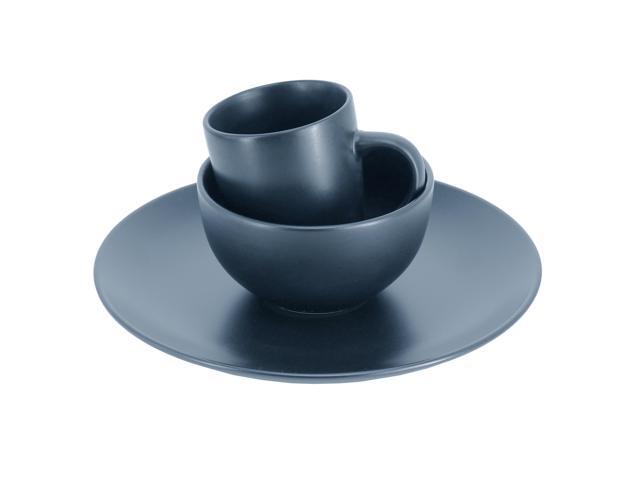 Gibson Home Everyday Plus 12 Piece Round Stoneware Dinnerware Set in Blue