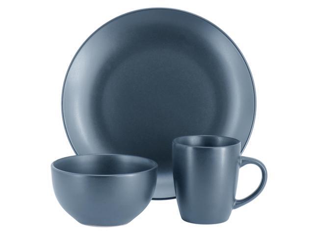 Gibson Home Everyday Plus 12 Piece Round Stoneware Dinnerware Set in Blue