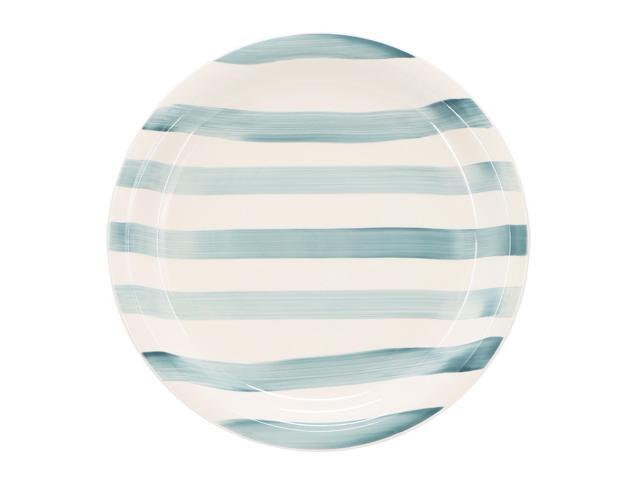 Gibson Home Kenwood Shores 12 Piece Stoneware Dinnerware Set in Blue Stripe