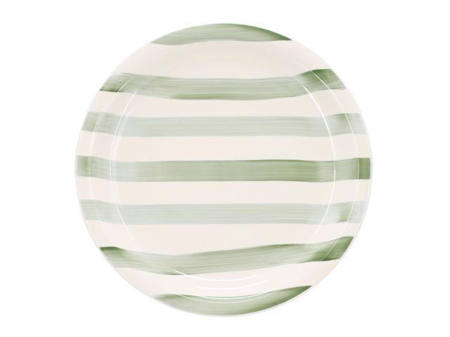 Gibson Home Kenwood Shores 12 Piece Stoneware Dinnerware Set in Green Stripe