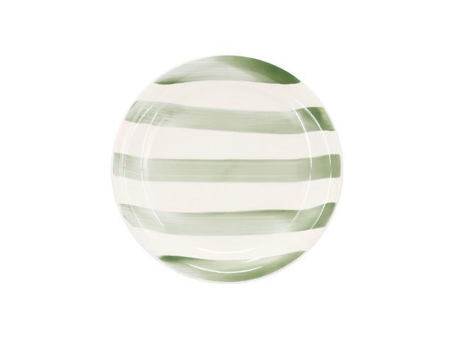Gibson Home Kenwood Shores 12 Piece Stoneware Dinnerware Set in Green Stripe