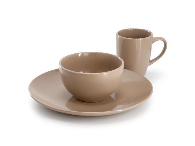 Gibson Home Everyday Plus 12 Piece Stoneware Dinnerware Set in Mocha Brown