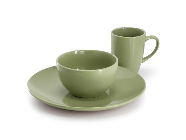 Gibson Home Everyday Plus 12 Piece Stoneware Dinnerware Set in Sage Green