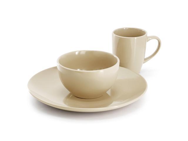 Gibson Home Everyday Plus 12 Piece Stoneware Dinnerware Set in Cream