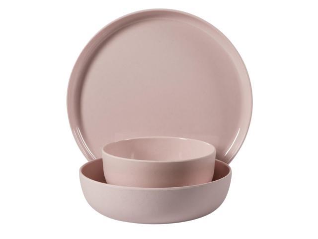 Gibson Home Candy Skies 12 Piece Wheat Straw Melamine Dinnerware Set in Pink