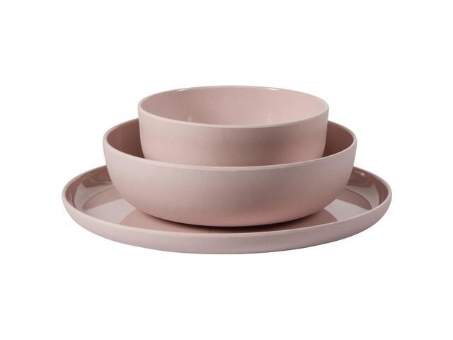 Gibson Home Candy Skies 12 Piece Wheat Straw Melamine Dinnerware Set in Pink
