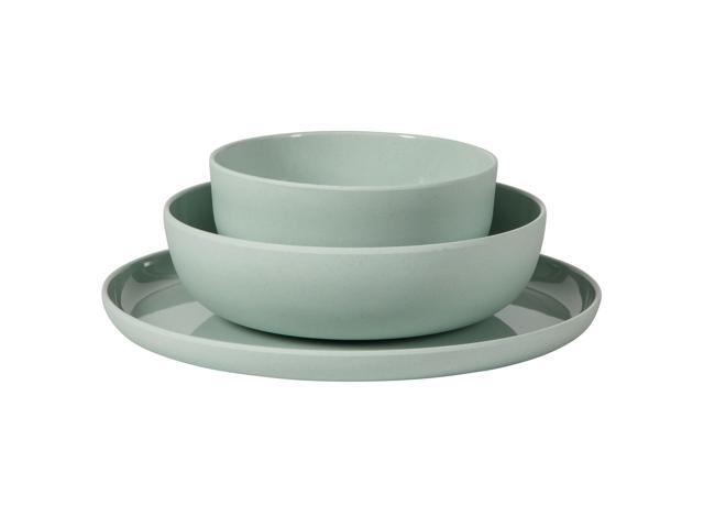 Gibson Home Candy Skies 12 Piece Wheat Straw Melamine Dinnerware Set in Green