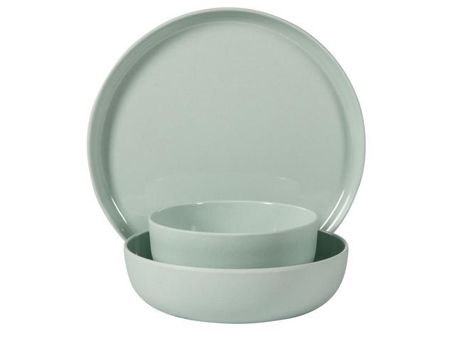 Gibson Home Candy Skies 12 Piece Wheat Straw Melamine Dinnerware Set in Green