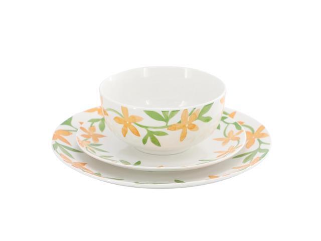 Gibson Home Surrey Hill 12 Piece Round Fine Ceramic Dinnerware Set in White