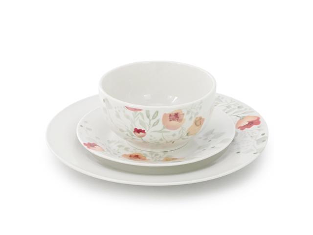 Elama Poppy 12 Piece Porcelain Dinnerware Set, Service for 4