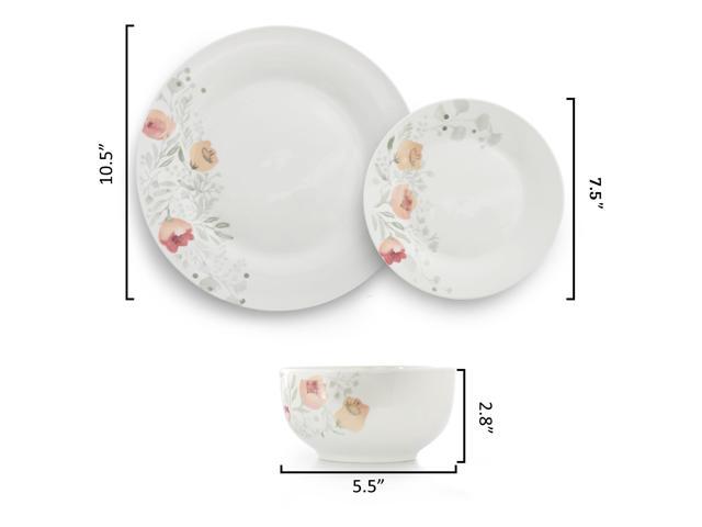 Elama Poppy 12 Piece Porcelain Dinnerware Set, Service for 4