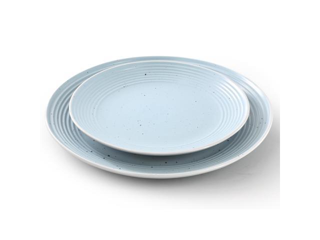Elama Emilia 16 Piece Double Bowl Stoneware Dinnerware Set in Light Blue