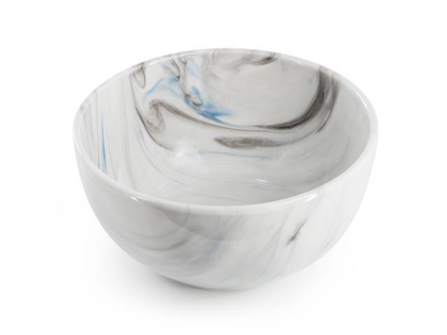 Elama Fine Marble 16 Piece Porcelain Dinnerware Set in Blue and Gray