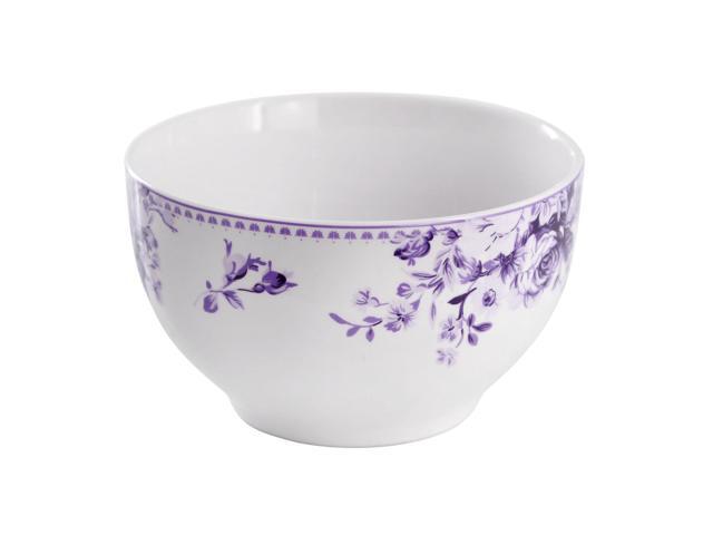 Elama Traditional Purple Rose 16 Piece Stoneware Dinnerware Set