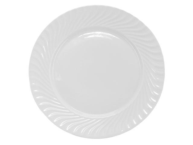 Elama Julia 16 Piece Scalloped Double Bowl Porcelain Dinnerware Set in White
