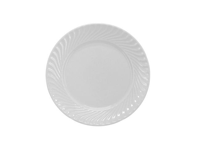 Elama Julia 16 Piece Scalloped Double Bowl Porcelain Dinnerware Set in White