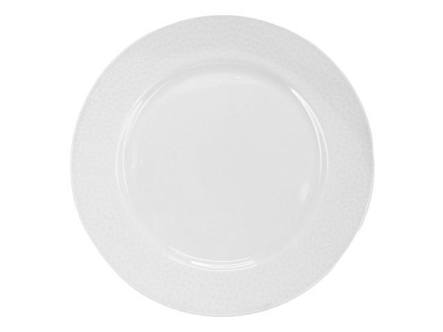 Elama Soyer 16 Piece Textured Design Double Bowl Porcelain Dinnerware Set in White