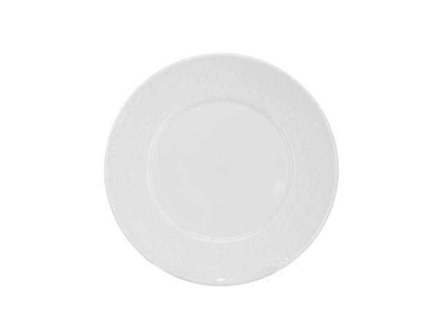 Elama Soyer 16 Piece Textured Design Double Bowl Porcelain Dinnerware Set in White