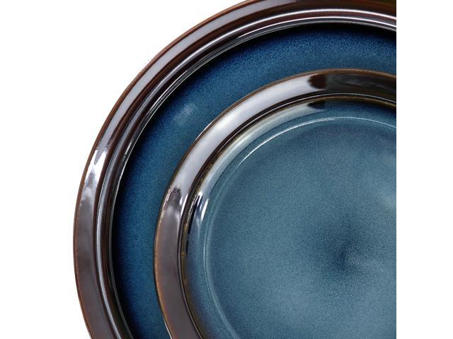 Gibson Elite 16 Piece Priya Reactive Glaze Stoneware Dinnerware Set in Blue