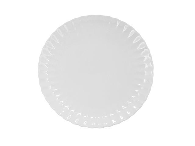 Elama Jane 16 Piece Scalloped Double Bowl Porcelain Dinnerware Set in White