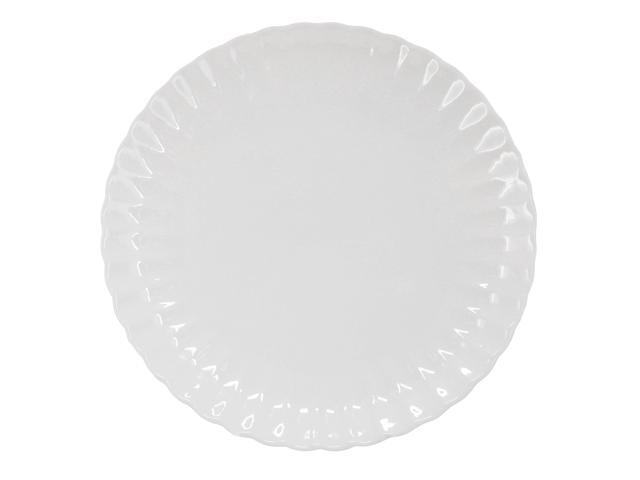 Elama Jane 16 Piece Scalloped Double Bowl Porcelain Dinnerware Set in White
