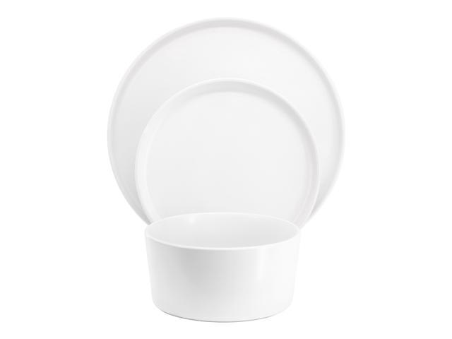 Elama Josh 18 Piece Stoneware Dinnerware Set in Matte White