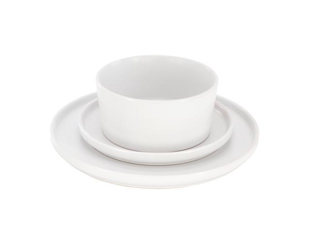 Elama Josh 18 Piece Stoneware Dinnerware Set in Matte White