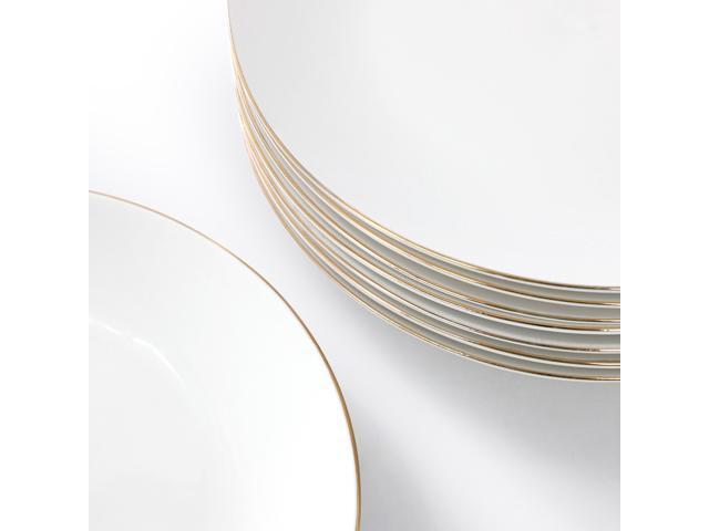 Gibson Home Ogalla 8 Piece 7.5 Inch Gold Banded Fine Ceramic Dessert Plate Set