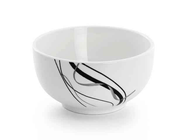 Elama Sarah 12 Piece Porcelain Black Ribbon Dinnerware Set, Service for 4 in White and Black