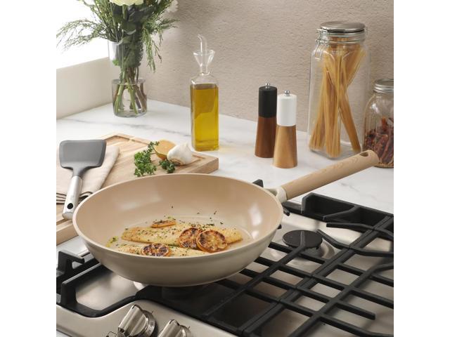Gibson Elite Folkstone 12 Inch Ceramic Nonstick Cast Aluminum Frypan in Beige