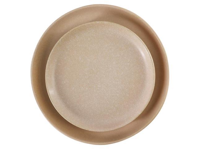 Soho Lounge Bryant Park 12 Piece Reactive Stoneware Dinnerware Set in Beige