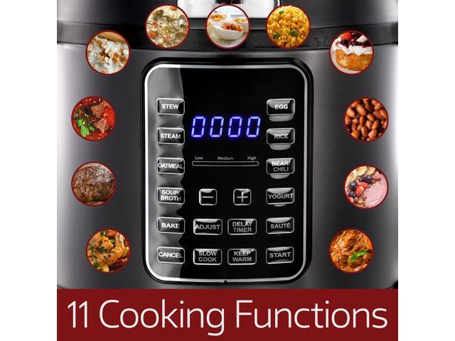 MegaChef 6 Quart 11-in-1 Electric Pressure Cooker, Multi-Cooker with Stainless Steel Crock