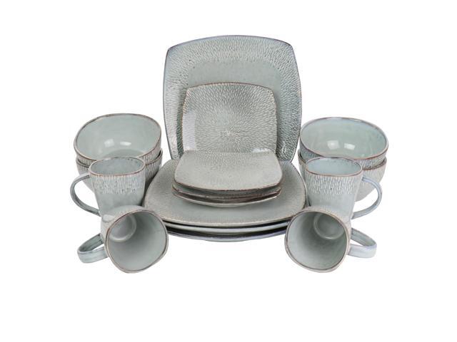 Meritage 16 Piece Stoneware Dinnerware Set in Gray (Service for 4)