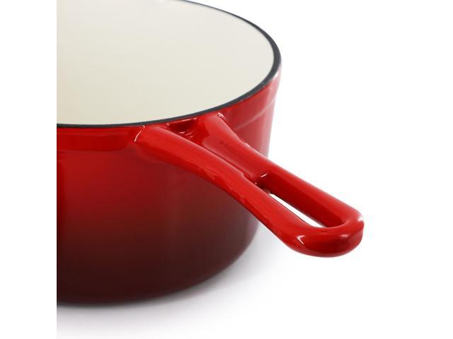 MegaChef 2 Quart Enameled Cast Iron Sauce Pan in Gradient Red