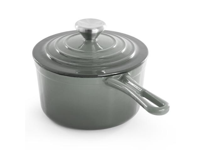 MegaChef 2 Quart Enameled Cast Iron Sauce Pan in Gradient Gray