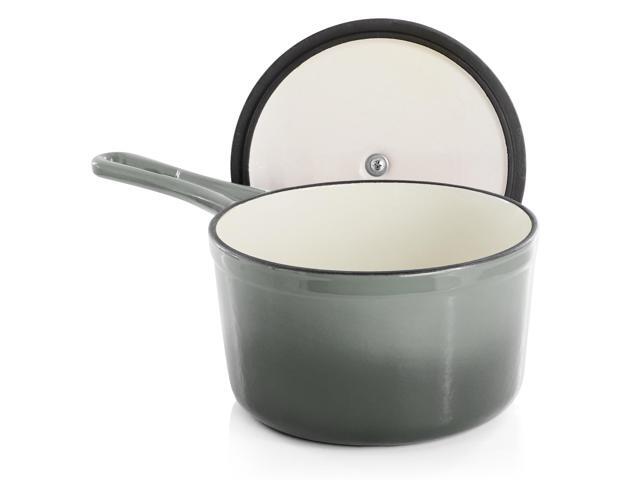 MegaChef 2 Quart Enameled Cast Iron Sauce Pan in Gradient Gray