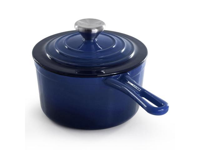 MegaChef 2 Quart Enameled Cast Iron Sauce Pan in Gradient Dark Blue