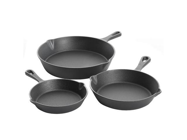 Gibson Home Brickstone 3 Piece Pre-Seasoned Cast Iron Skillet Set in Black
