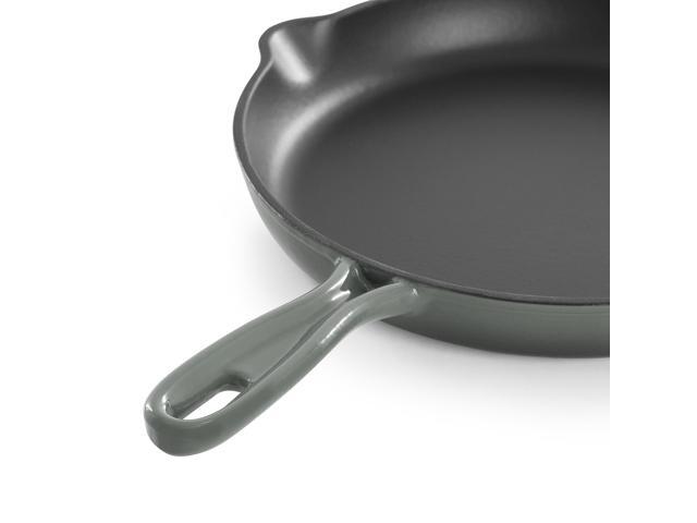 MegaChef Round 10.25 Inch Enameled Cast Iron Skillet in Gradient Gray