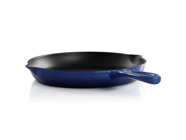 MegaChef Round 10.25 Inch Enameled Cast Iron Skillet in Gradient Dark Blue
