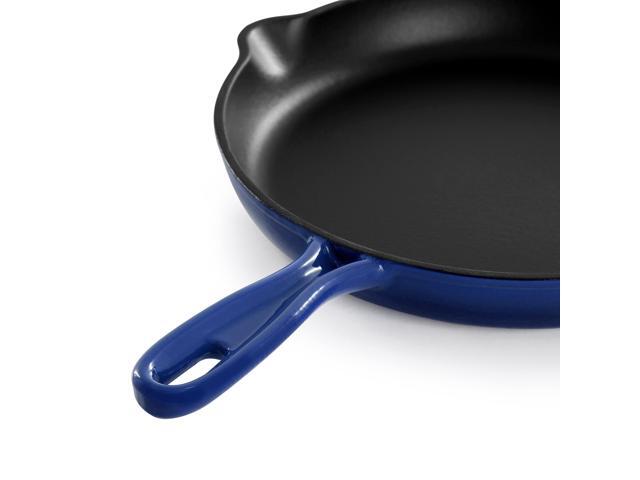 MegaChef Round 10.25 Inch Enameled Cast Iron Skillet in Gradient Dark Blue