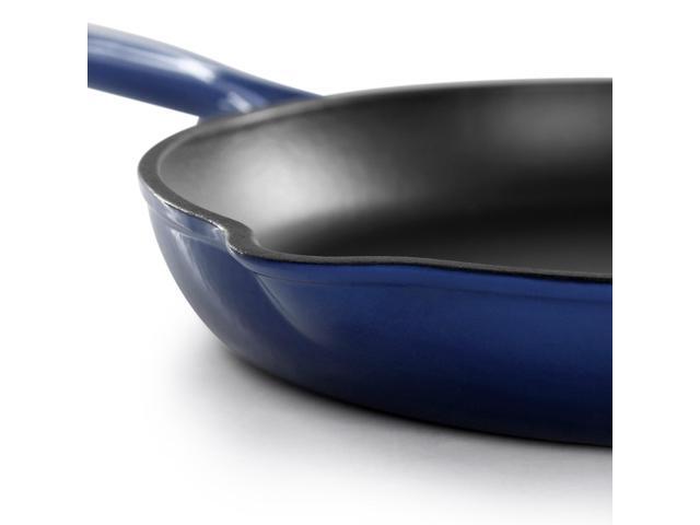 MegaChef Round 10.25 Inch Enameled Cast Iron Skillet in Gradient Dark Blue