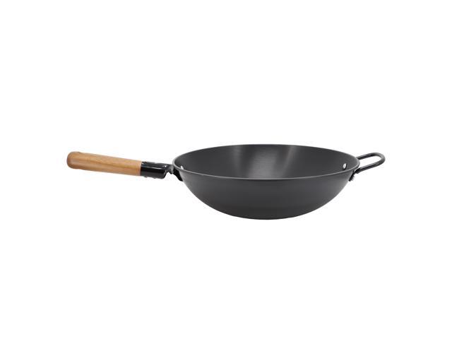 Gibson Home Welton 13.5 Inch Carbon Steel Wok with Wood Handle in Black