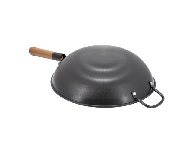 Gibson Home Welton 13.5 Inch Carbon Steel Wok with Wood Handle in Black
