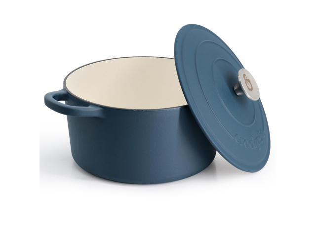 Crockpot Artisan 7 Quart Enameled Cast Iron Dutch Oven in Matte Navy Blue