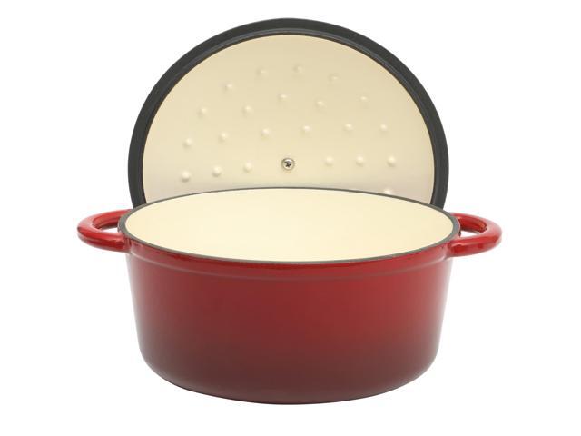 Gibson Home Addlestone 5 Quart Enameled Cast Iron Dutch Oven with Lid in Red