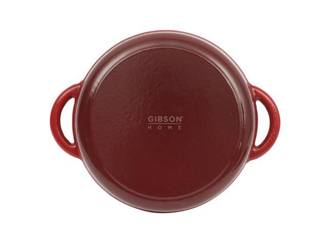Gibson Home Addlestone 5 Quart Enameled Cast Iron Dutch Oven with Lid in Red